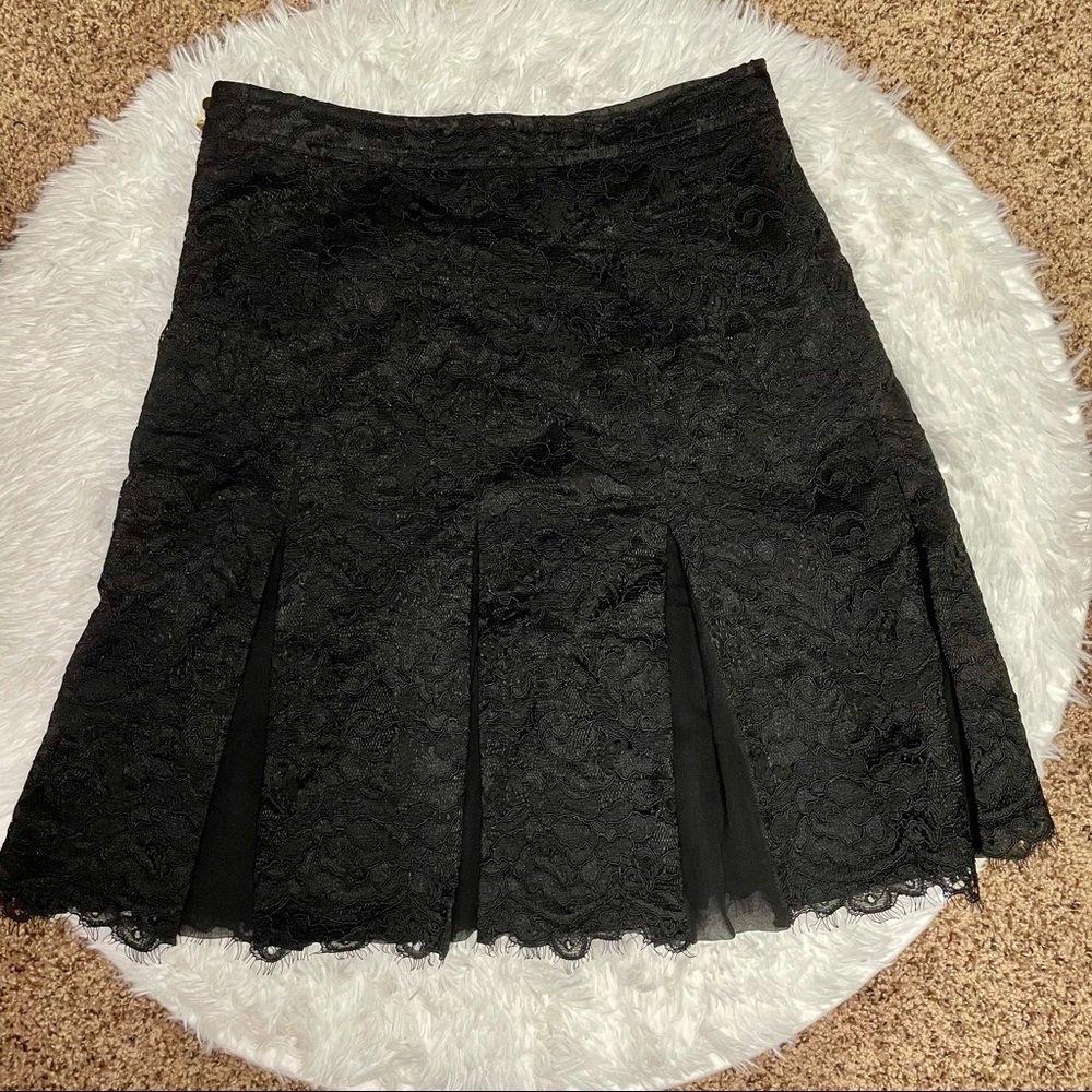 Tory Burch black pleated lace skirt size 6